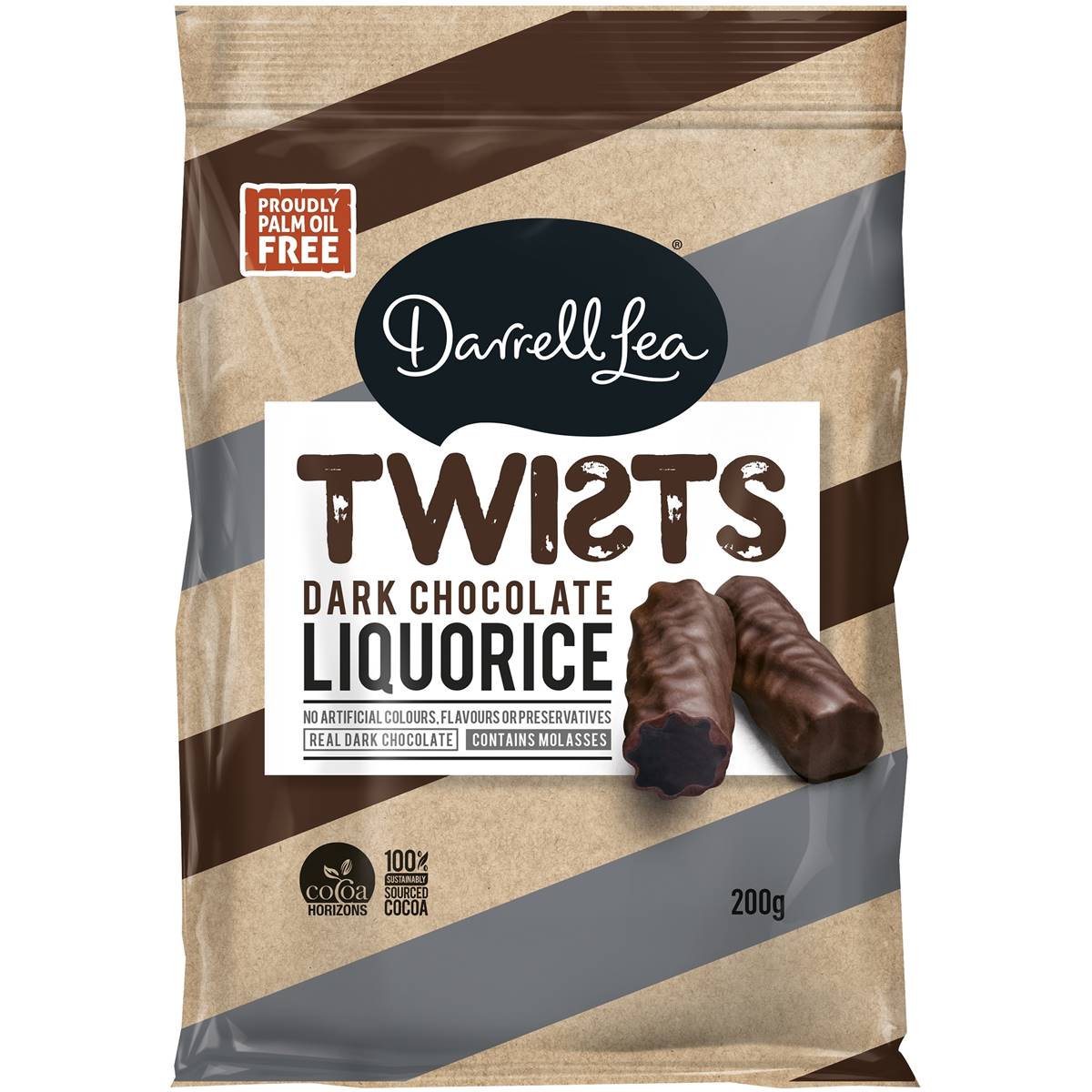 Darrell Lea Twists Dark Chocolate Liquorice 250g