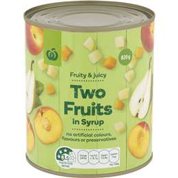 Woolworths Two Fruits in Syrup 820g