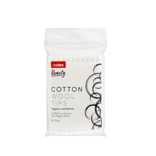 Coles Cotton Wool Tips Paper Stem 20pk