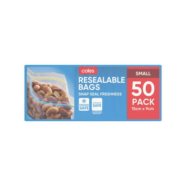Coles Small Resealable Bags 50 pack (15x9)
