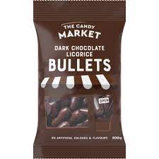 Candy Market Bullets Dark Chocolate Licorice 200g