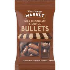 Candy Market Bullets Milk Chocolate Licorice 200g